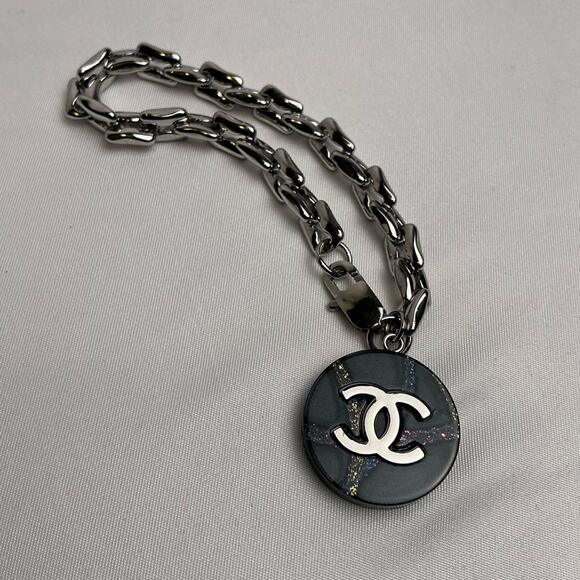 CHANEL Black and Silver Chain Bracelet - Picture 1 of 6